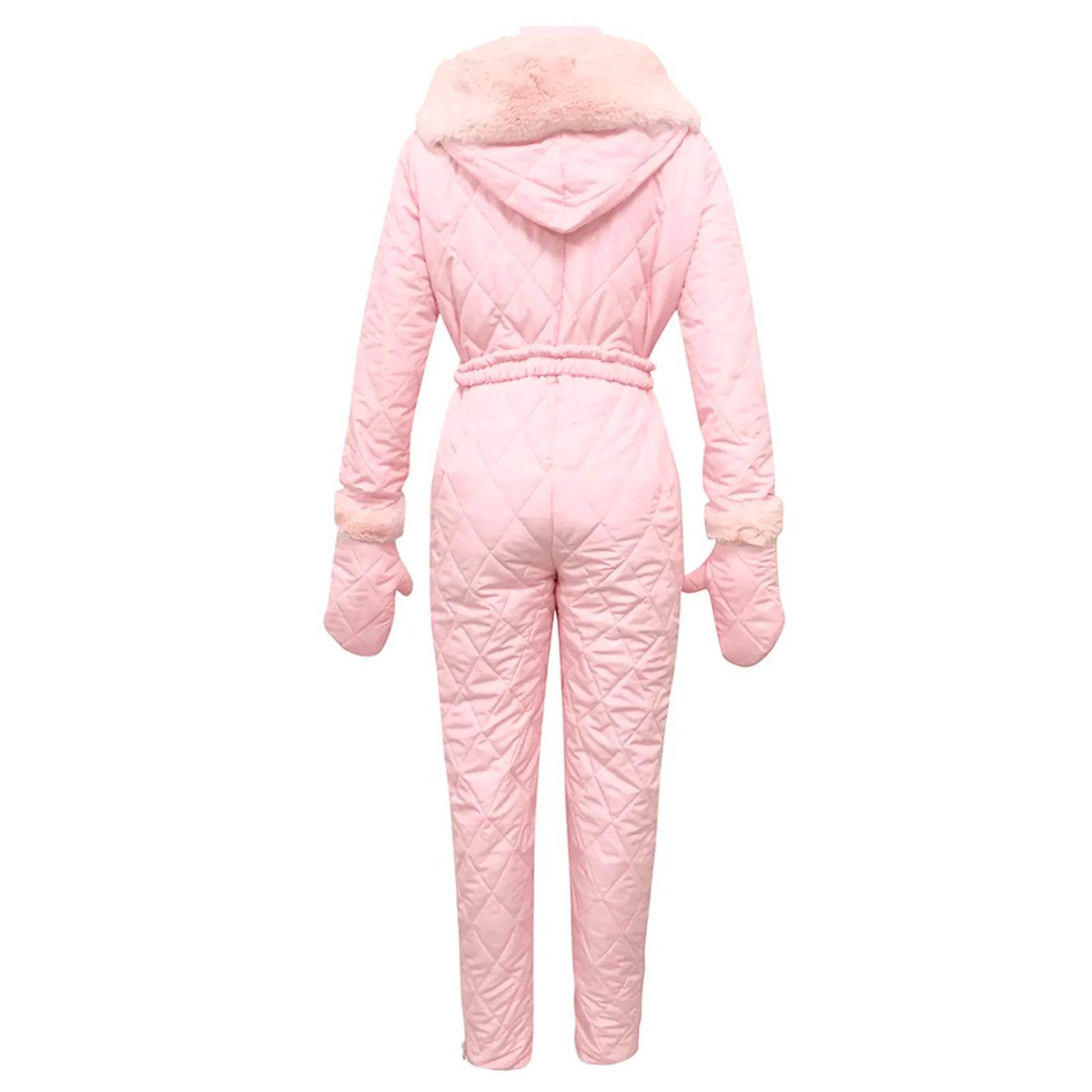 Women's Winter Ski Jumpsuit - Thick Down Coat with Zipper Closure - Buy Center US