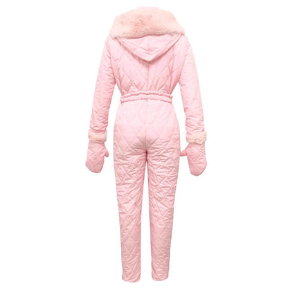 Women's Winter Ski Jumpsuit - Thick Down Coat with Zipper Closure - Buy Center US