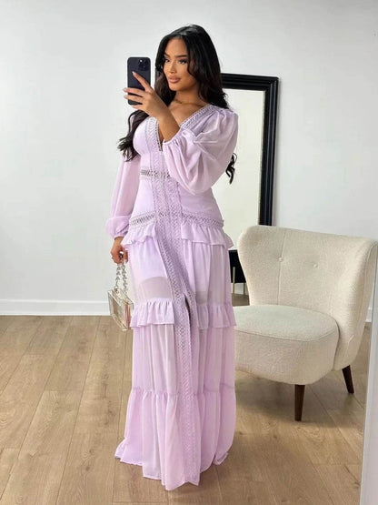 Elegant Women’s Long Sleeved Ruffle Dress - Stylish Party Wear - Buy Center US