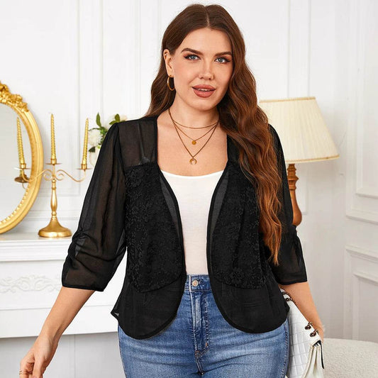 LAPA Plus Size Women's Short-Sleeved Cardigan - Casual Solid Top - Buy Center US