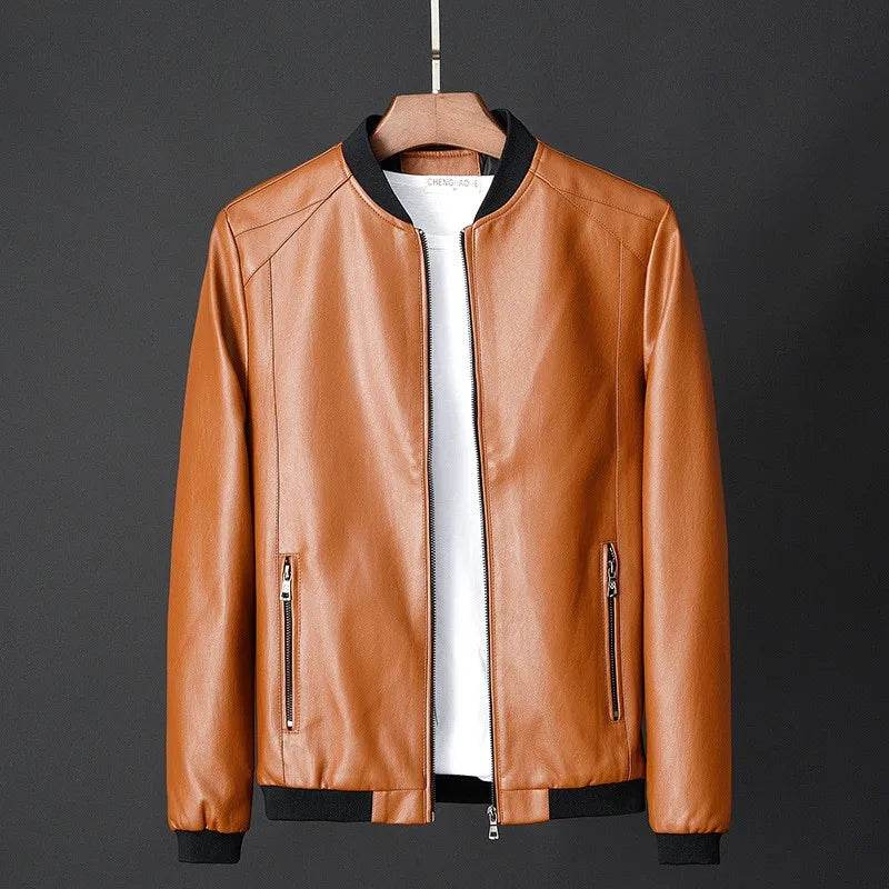 2024 Autumn Men’s Black Biker PU Leather Jacket - Slim Casual Fit - Buy Center US