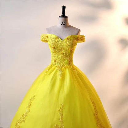 Ashley Gloria Yellow Quinceanera Dress - Elegant Floral Ball Gown - Buy Center US