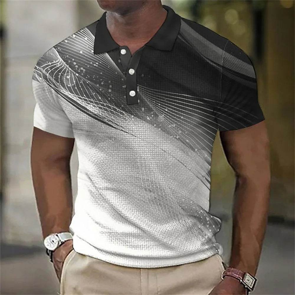 Men's Gradient Polo Shirt - Casual Short Sleeve Tees for All Seasons - Buy Center US