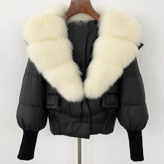 Elegant Casual Women’s Raccoon Fur Collar Coat - Winter Jacket 2024 - Buy Center US