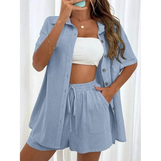 LCSKEREAL Women's Casual Cotton Linen Two-Piece Summer Set - Buy Center US
