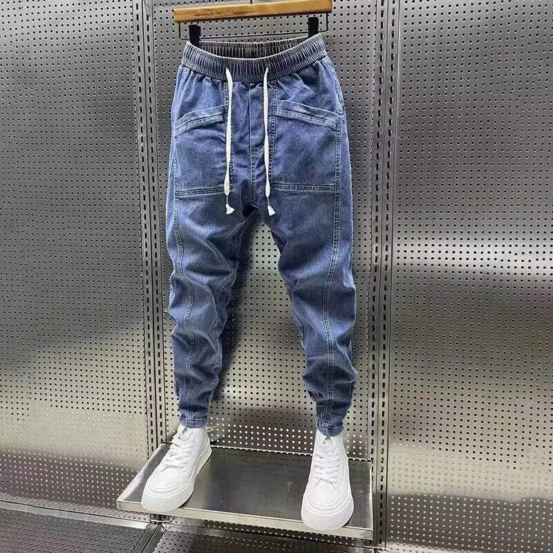 2024 Spring Autumn Men's Loose Drawstring Denim Jeans for Casual Wear - Buy Center US