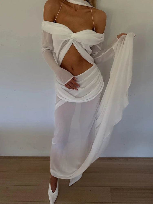 Mozision Sexy Hollow Out Maxi Dress - Strapless Elegant Halter Gown - Buy Center US