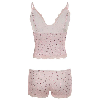Sweetown Floral Print Women's Set - Camisole and Shorts for Summer - Buy Center US