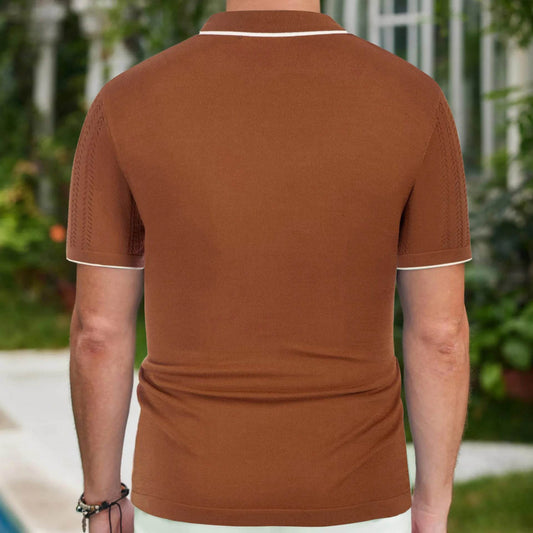 WQAFVG Men's Summer Cardigan Polo Shirt - Casual Striped Knit M-3XL - Buy Center US