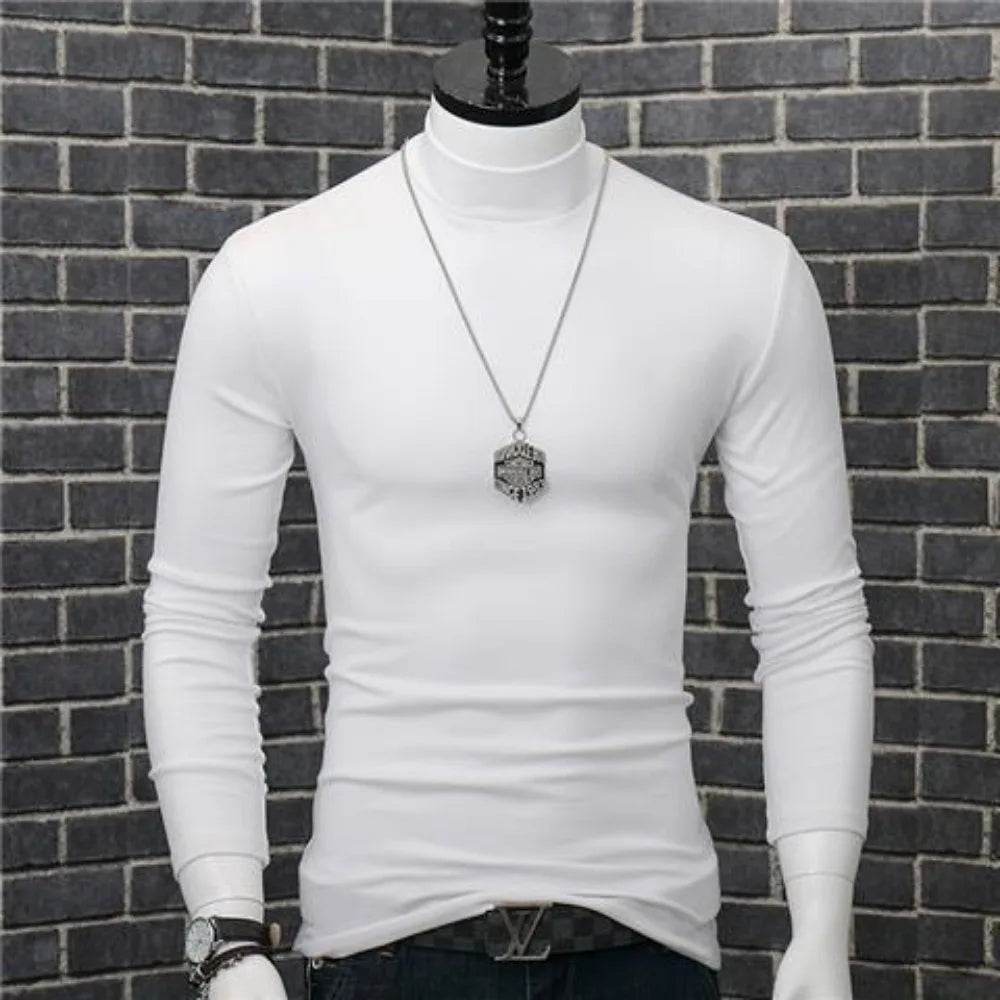 Men's Casual Turtleneck T-Shirt - Autumn Winter Slim Fit Long Sleeve - Buy Center US