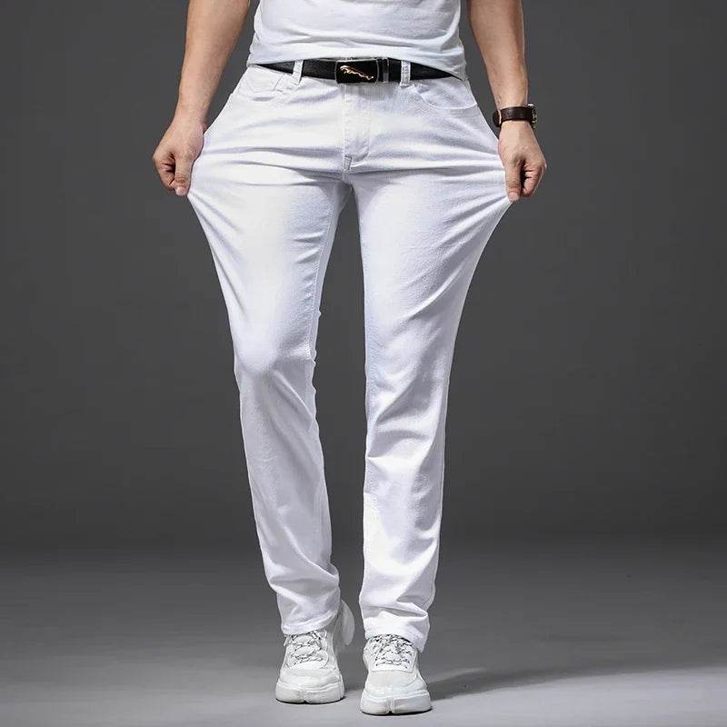 Spring & Summer Soft Stretch Denim Jeans - Men's Casual Slim Fit Trousers - Buy Center US