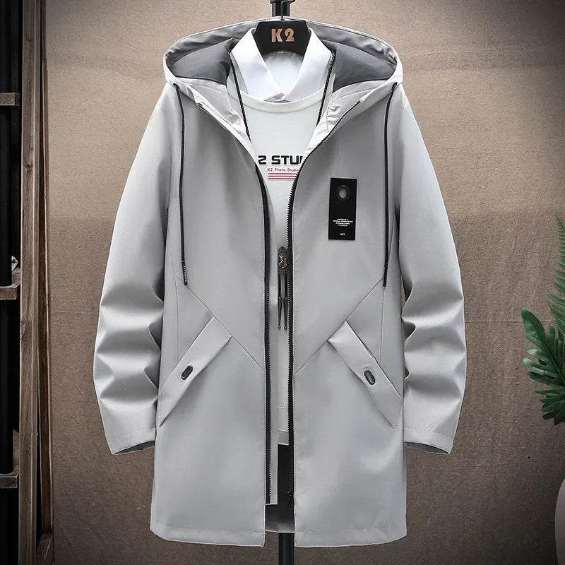 2023 Men's Hooded Jacket - Casual Zip-up Trench Coat for Autumn - Buy Center US