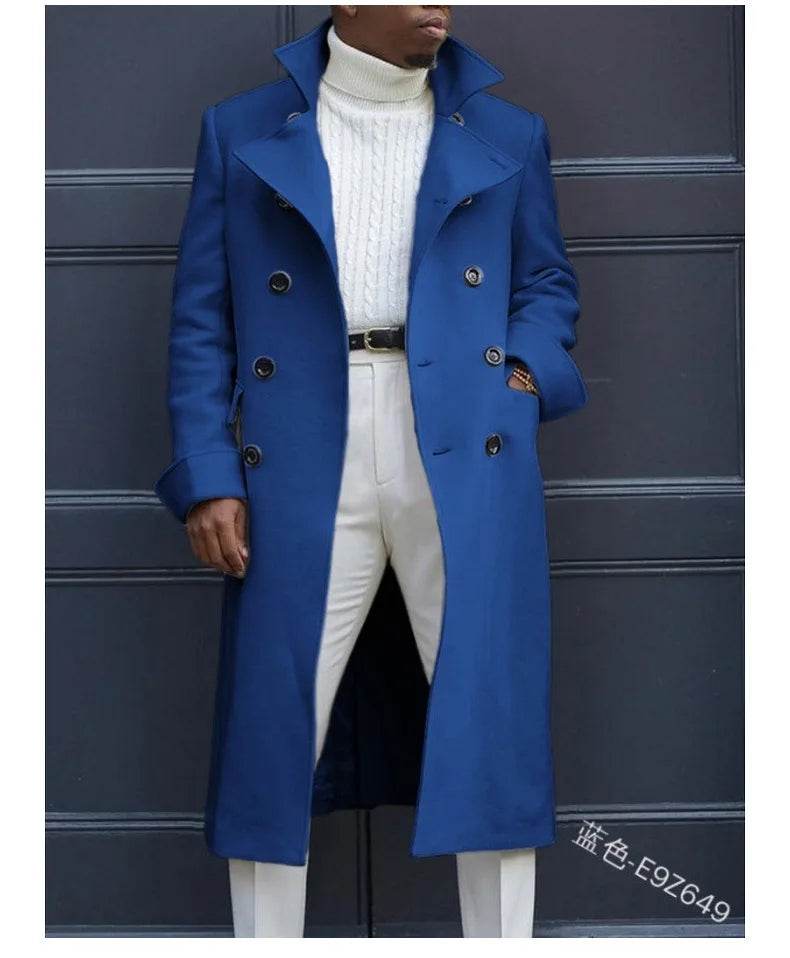 Men's Double-Breasted Woolen Overcoat - Casual England Style Winter Jacket - Buy Center US