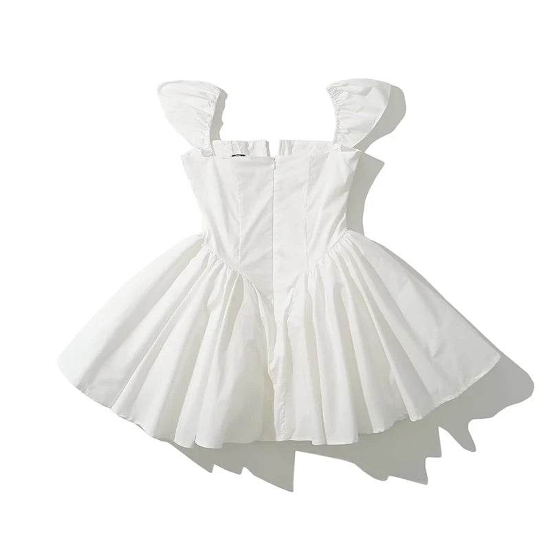YENKYE White Mini Dress - Women’s Fit and Flare Summer Party Style - Buy Center US