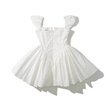 YENKYE White Mini Dress - Women’s Fit and Flare Summer Party Style - Buy Center US
