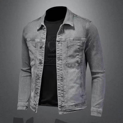 Classic Men's Denim Jacket - High-End Street Style for Autumn - Buy Center US