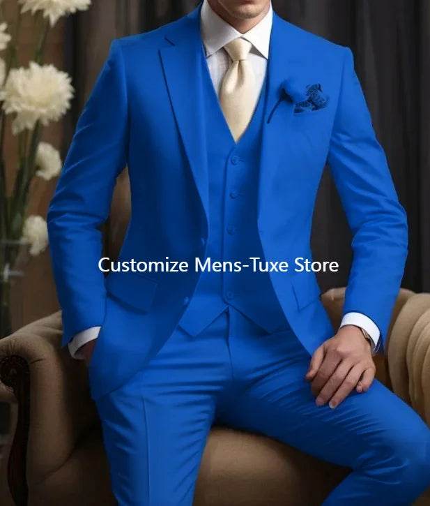 Elegant Men's Wedding Suit - Slim Fit 3-Piece Blazer, Pants & Vest - Buy Center US