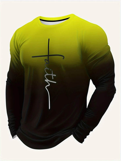 Men's Color Block 3D Print Long Sleeve T-Shirt - Casual Autumn Tee - Buy Center US