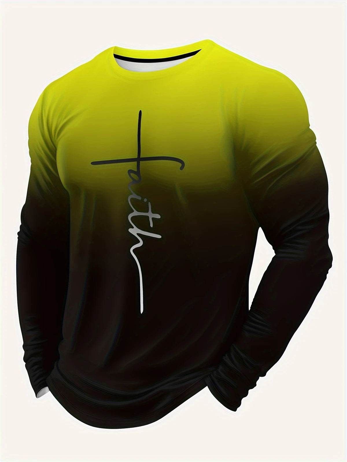 Men's Color Block 3D Print Long Sleeve T-Shirt - Casual Autumn Style - Buy Center US