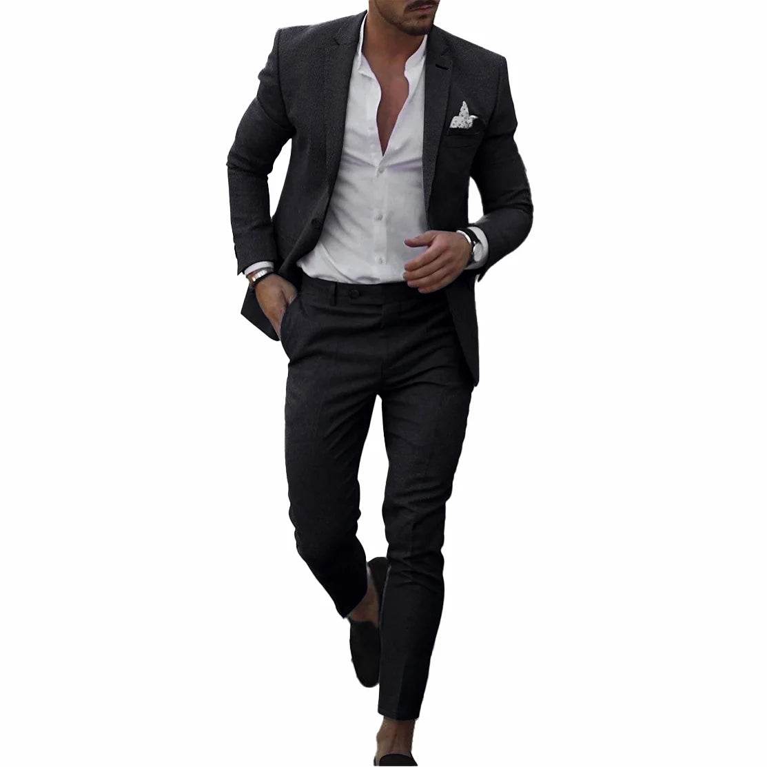 Zmbanpise Men's 2-Piece Linen Suit - Smart Casual Wedding Attire - Buy Center US