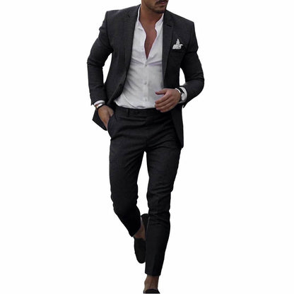 Zmbanpise Men's 2-Piece Linen Suit - Smart Casual Wedding Attire - Buy Center US