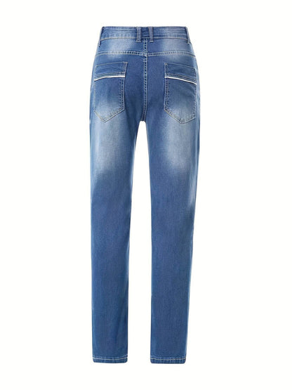 Men's Distressed Skinny Jeans - Medium Stretch Denim Pants for Casual Style - Buy Center US