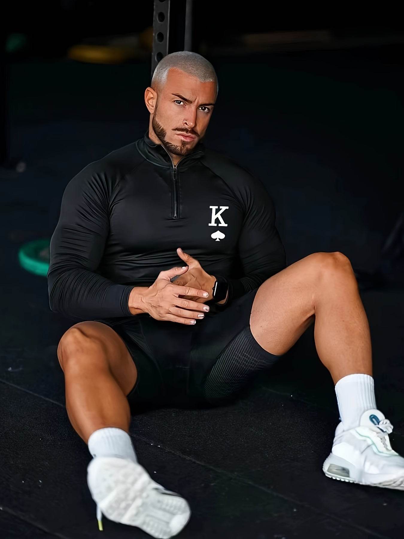 Men's White Sporty Zip-Up Shirt - Tight-Fit Stretch Fabric for Gym - Buy Center US