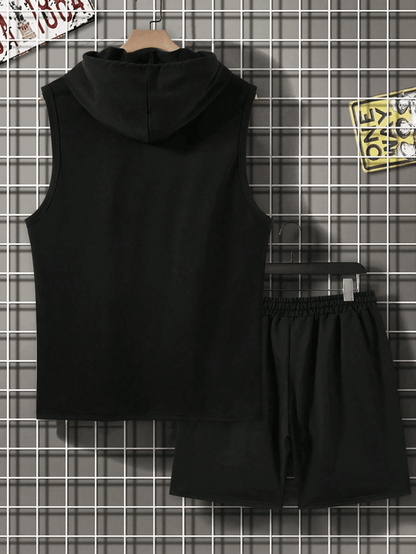Men's Casual Hoodie Vest and Shorts Set - Perfect for Spring/Summer Style - Buy Center US