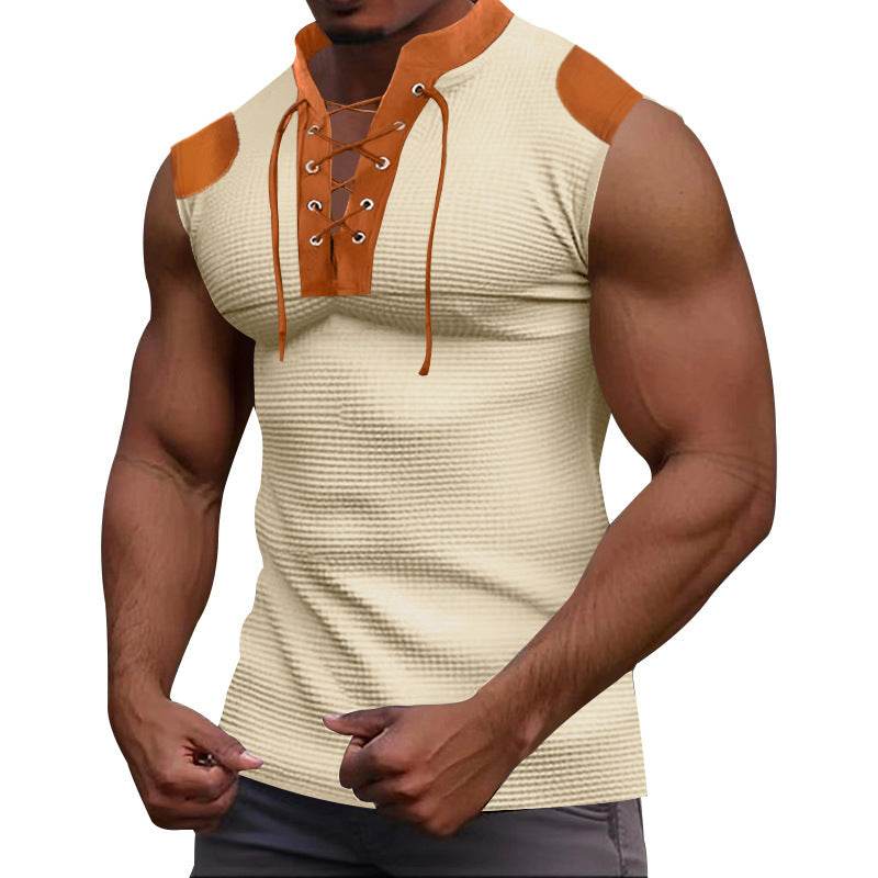 Casual Multicolor V-Neck Sleeveless T-Shirt - Summer Essential for Youth - Buy Center US