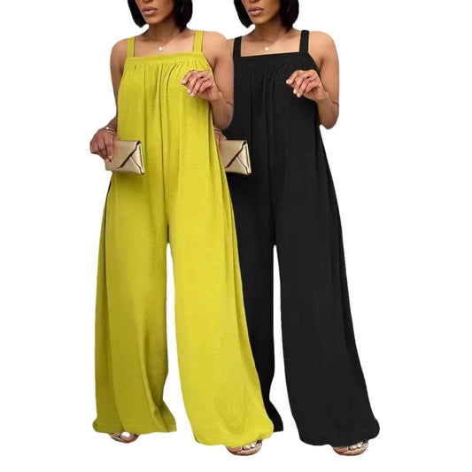 Women's Casual Wide-leg Jumpsuit - Stylish Sleeveless Design, Multiple Sizes - Buy Center US