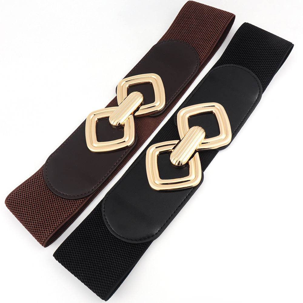Stylish Wide Waist Elastic Belt for Women - Versatile PU Leather Design - Buy Center US