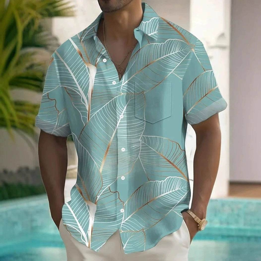 Buycenter Men's 3D Printed Short-Sleeved Shirt - Loose Casual Polyester Top - Buy Center US