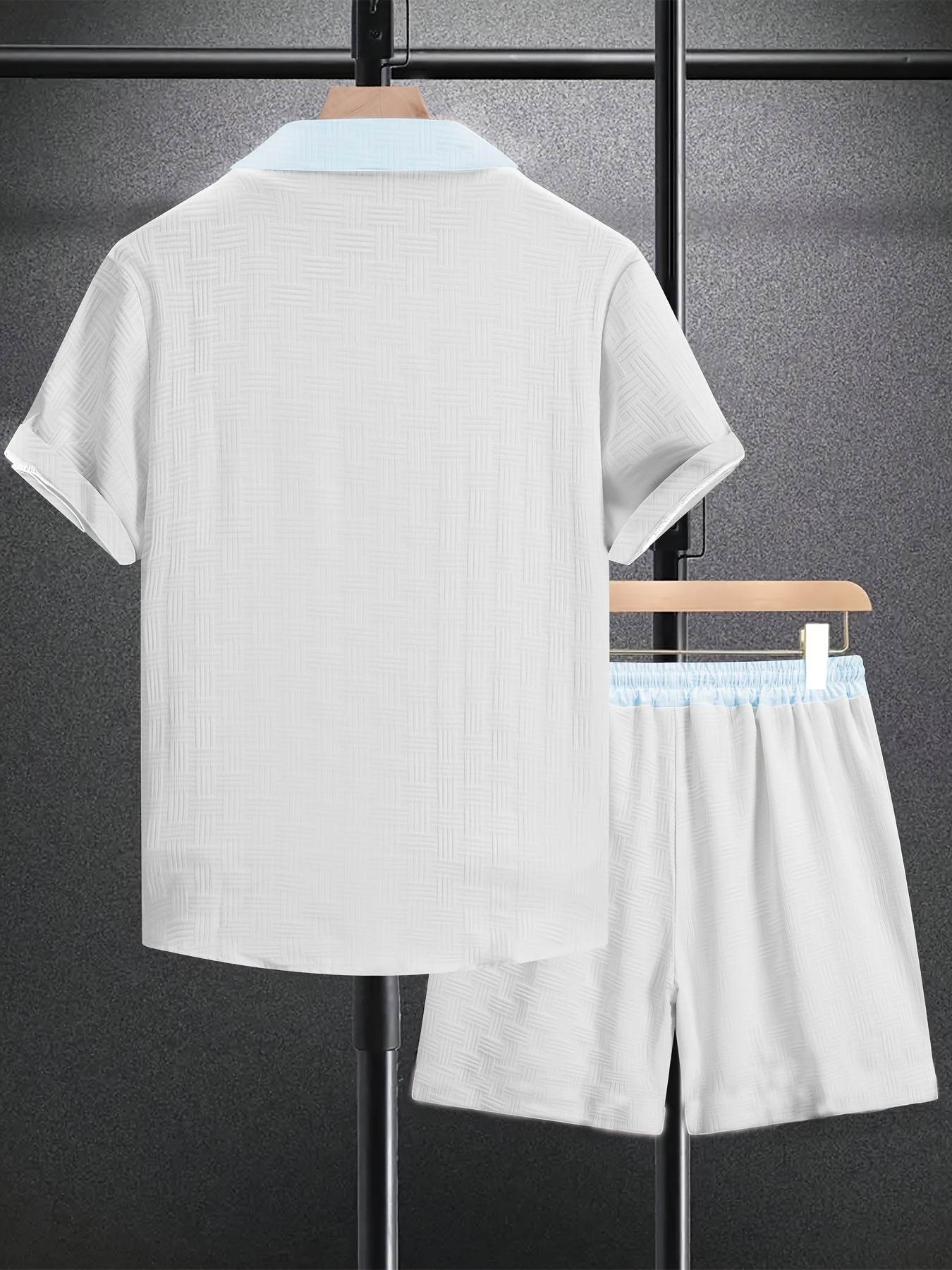 Men’s Summer Jacquard Shirt & Shorts Set - Casual Sports Outfit - Buy Center US