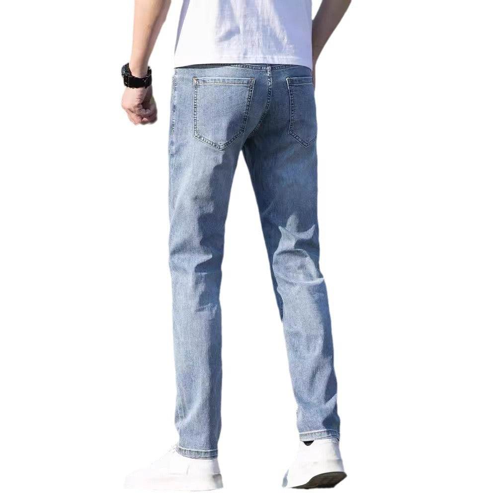 Buycenter Men's Slim-Fit Summer Jeans - Thin, Straight Leg Trousers - Buy Center US