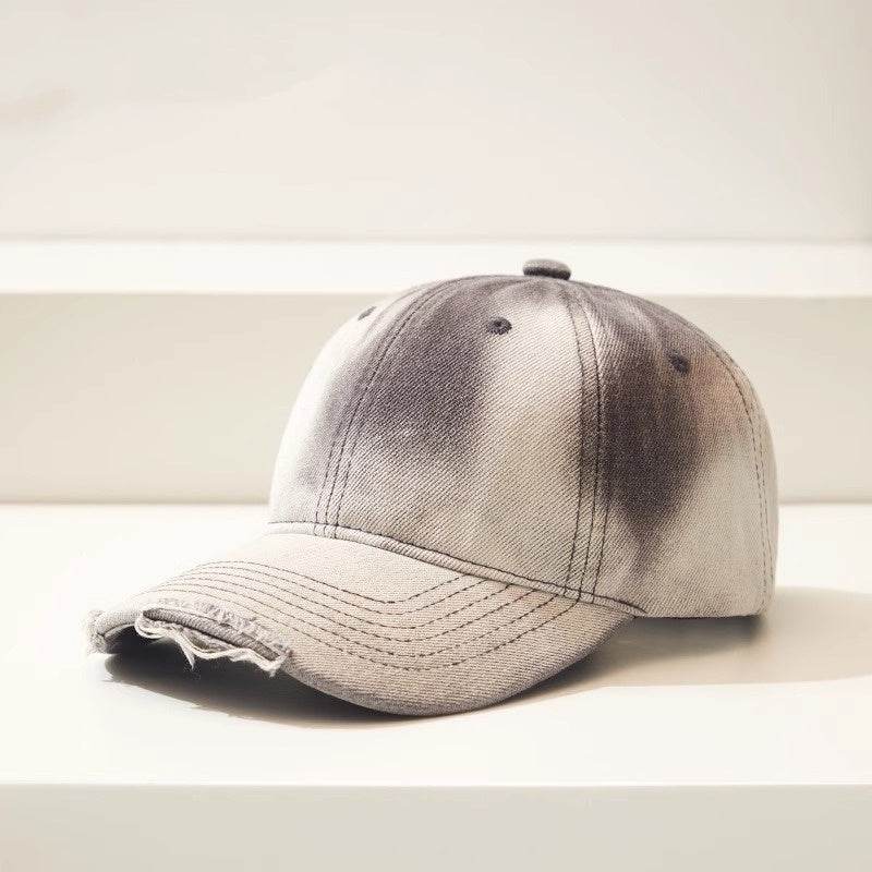 Distressed Gradient Denim Baseball Cap - Adjustable & Fashionable for All Seasons - Buy Center US