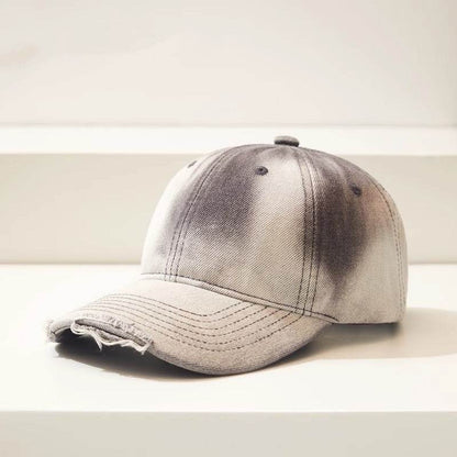 Distressed Gradient Denim Baseball Cap - Adjustable & Fashionable for All Seasons - Buy Center US