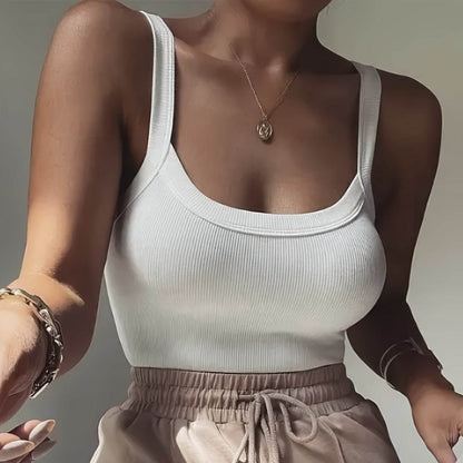 Women's Ribbed Knitted Camisole Top - Lightweight & Sleeveless for Summer - Buy Center US
