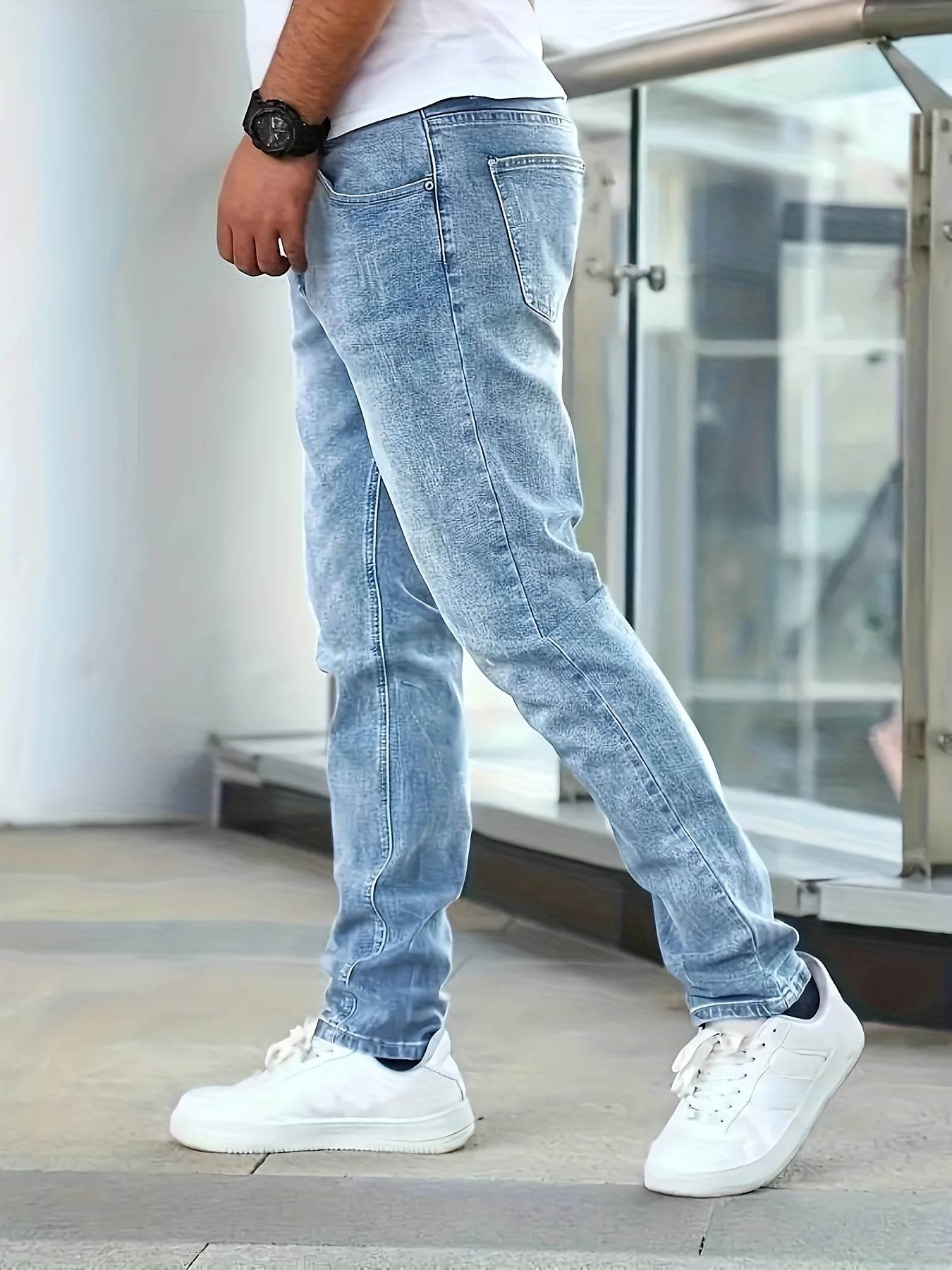 Men's Slim Fit Stretch Denim Jeans - Comfortable & Durable All-Season Wear - Buy Center US