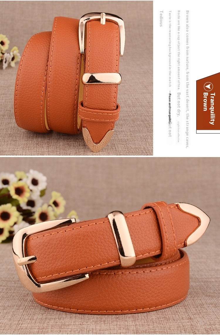 Women's Alloy Buckle Pant Belt - Stylish Imitation Leather in Multiple Colors - Buy Center US