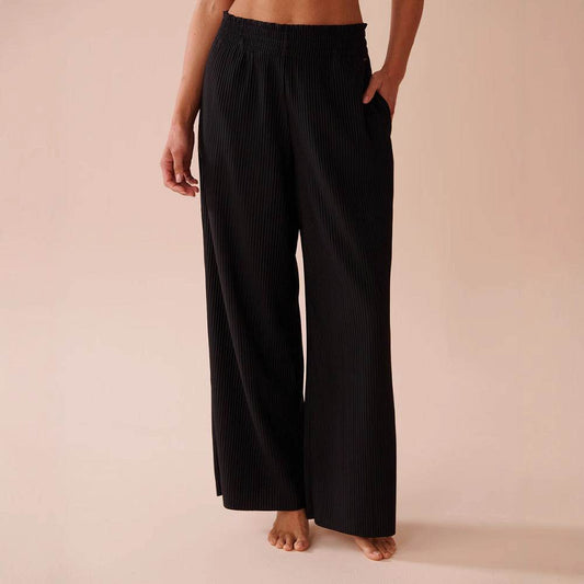 Women's Wide-Leg Mid-Waist Elastic Pants - Loose Fit Fashion Trousers - Buy Center US
