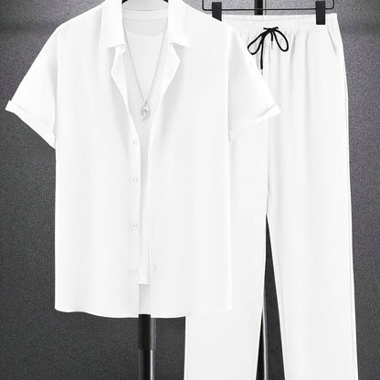Men's Casual Outfit Set - Western-Style Shirt & Shorts, Machine Washable - Buy Center US