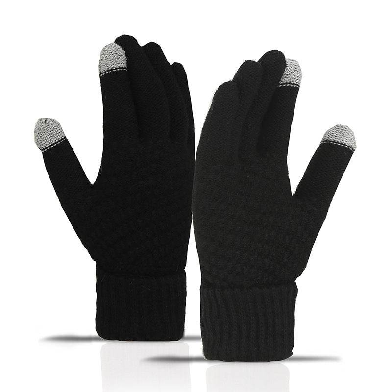 Warm Fleece-lined Cycling Gloves - Wind-proof Touchscreen Knitted Design - Buy Center US