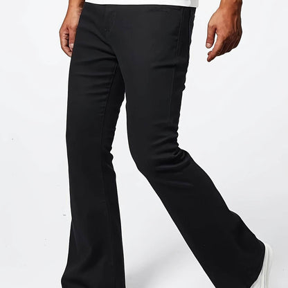 Men's Stretch Flare Jeans - Extra Long Washed Blue Casual Fit Denim - Buy Center US