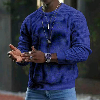 Buycenter Men's Round Neck Long Sleeve Pullover Sweater - Loose Fit - Buy Center US