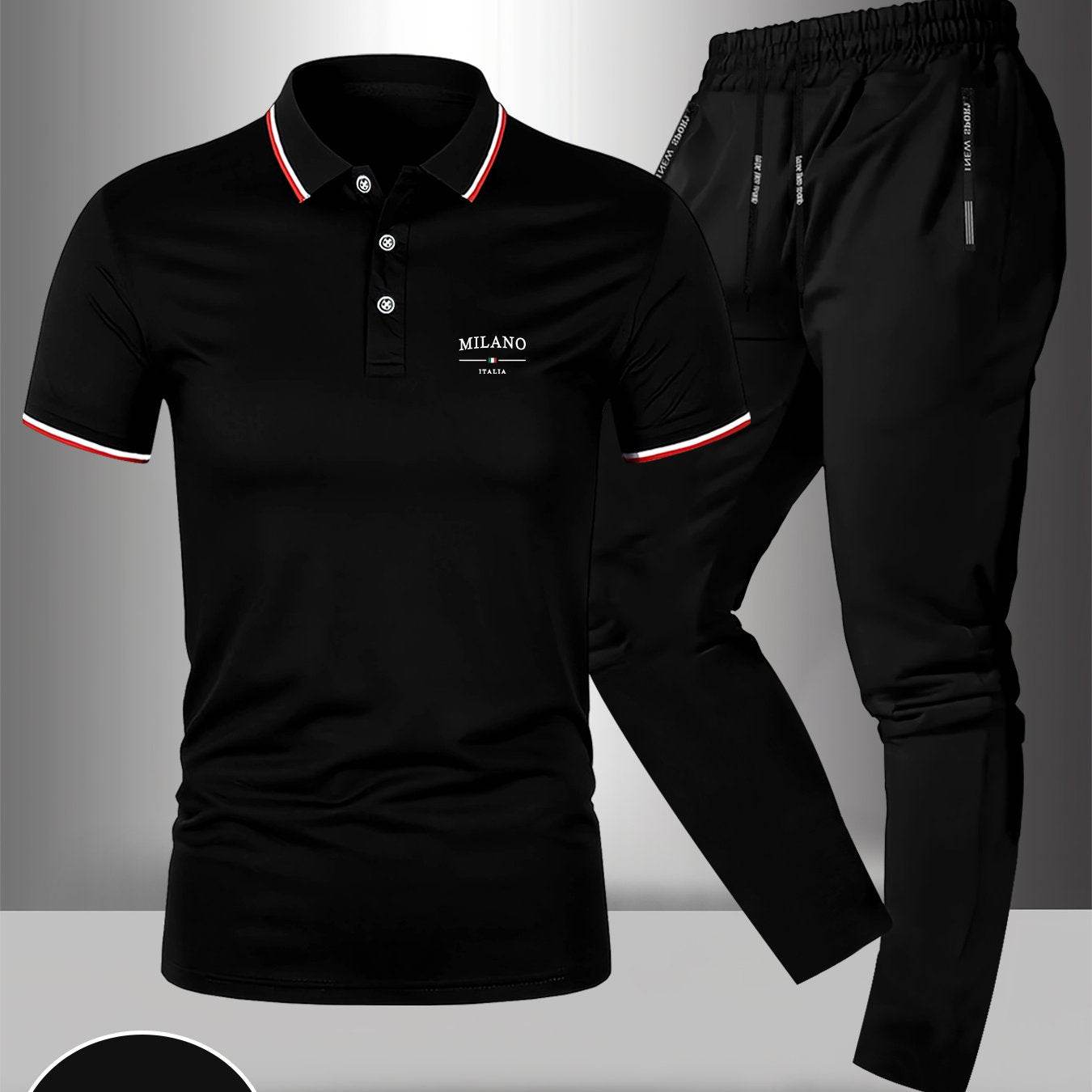 Men's Milano Print Polo Shirt & Pants Set - Casual Summer Fashion - Buy Center US