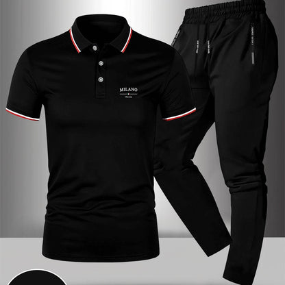 Men's Milano Print Polo Shirt & Pants Set - Casual Summer Fashion - Buy Center US