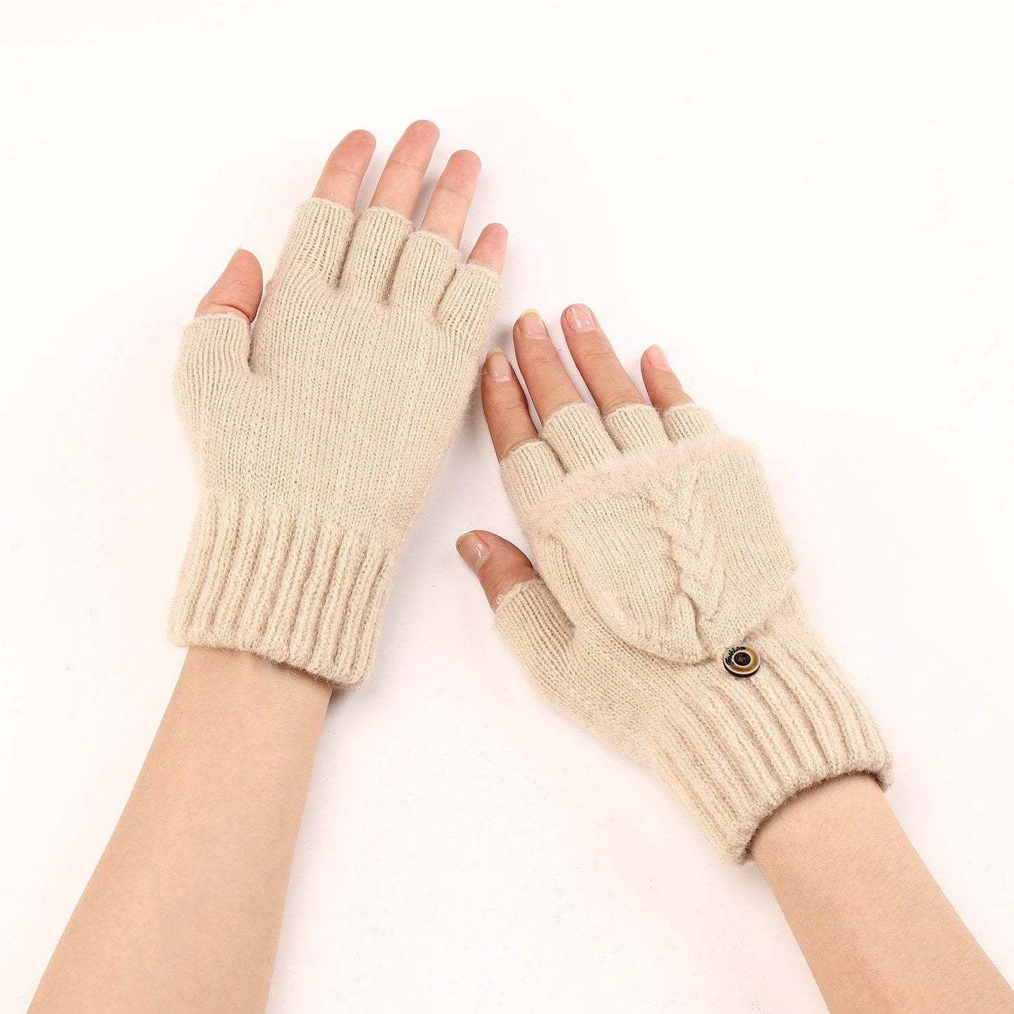 Women's Warm Wool Fingerless Gloves - Fashionable & Touchscreen Ready - Buy Center US