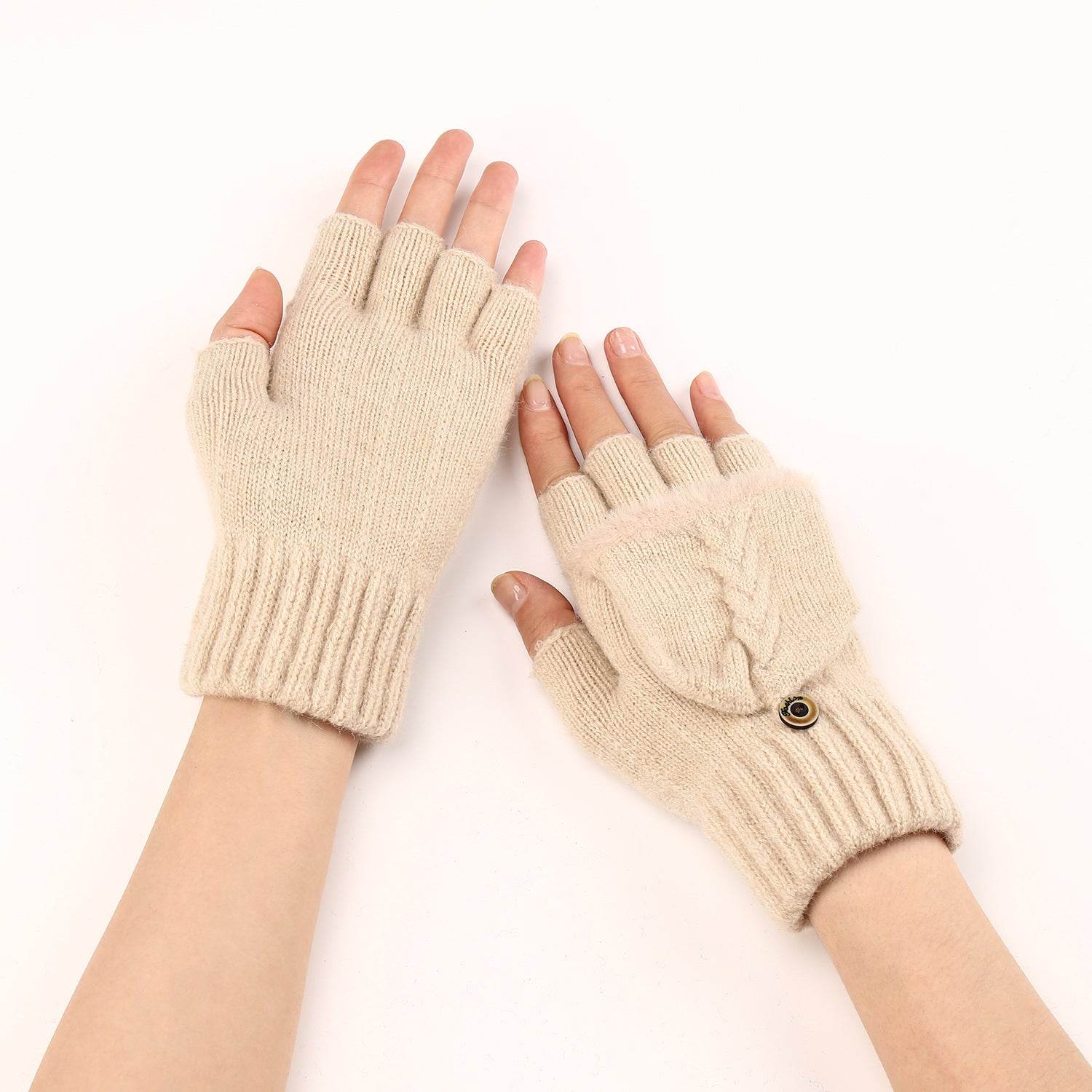Women's Warm Wool Fingerless Gloves - Fashionable & Touchscreen Ready - Buy Center US