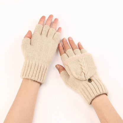 Women's Warm Wool Fingerless Gloves - Fashionable & Touchscreen Ready - Buy Center US