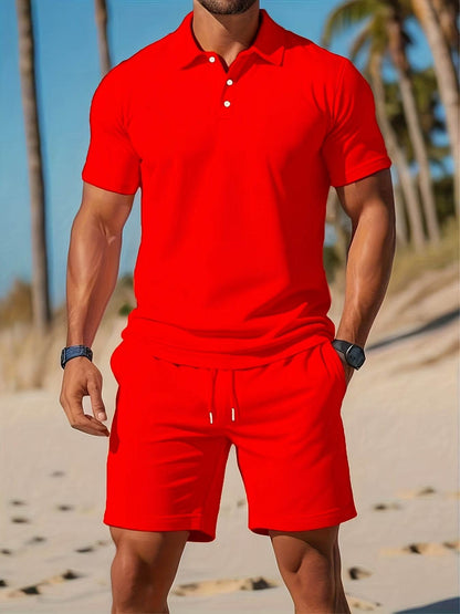 Men's Casual Summer Polo & Shorts Set - Breathable Quick-Dry Fabric - Buy Center US